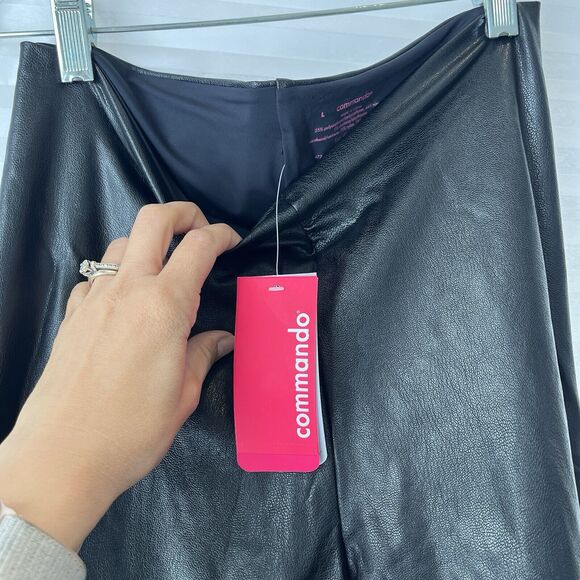 Comando 7/8 Faux Leather Leggings black, size L, NWT. 4 way stretch, raw-cut hem - Picture 5 of 9